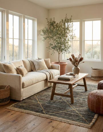 6' 3 x 9' 8 Hand Knotted Moroccan Wool Rug