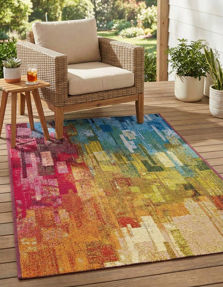 Detail image of 2' x 3'  Washable Modern Indoor / Outdoor Rug