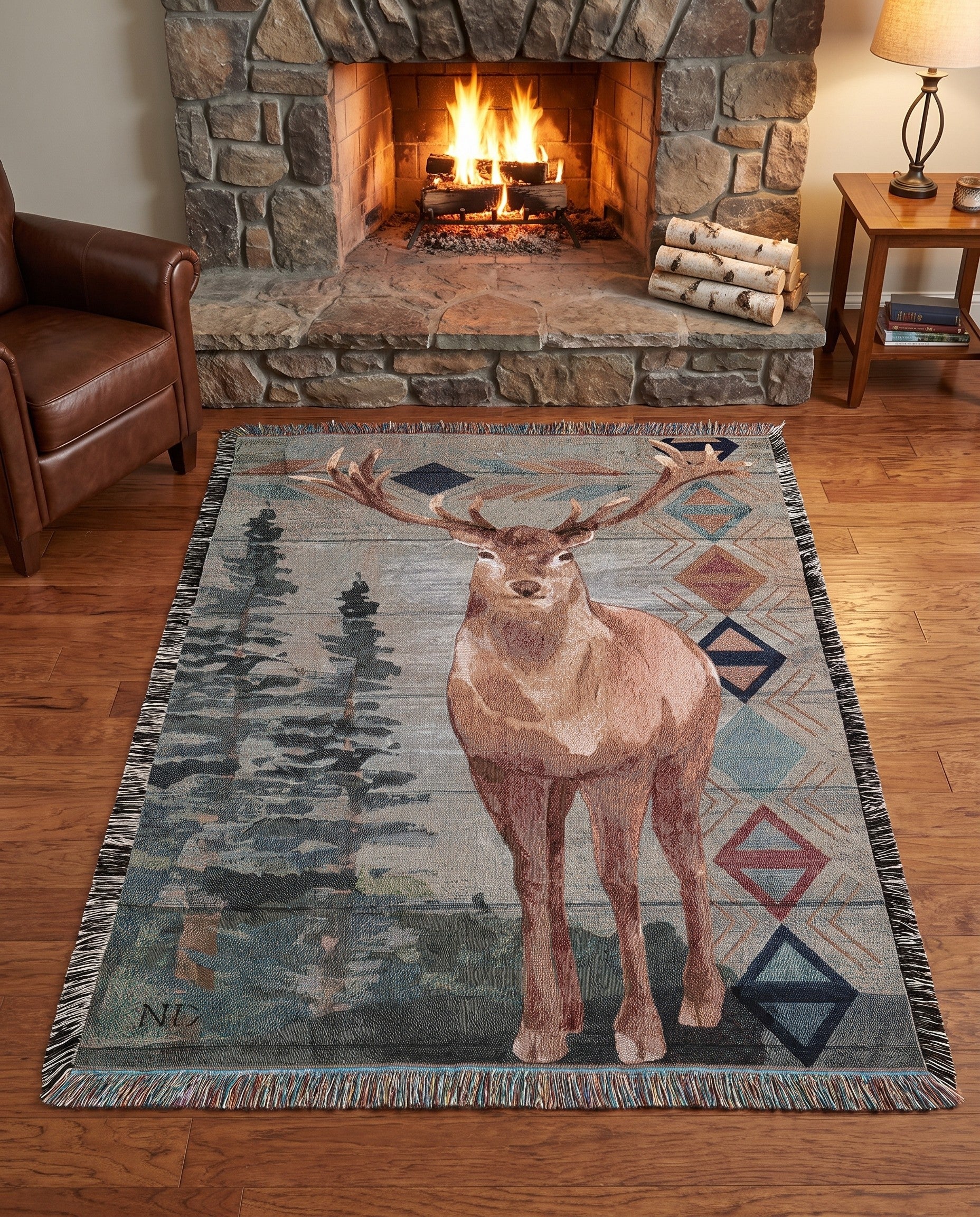 4' 6 x 6' Animals Lodge 3 Throw Blanket