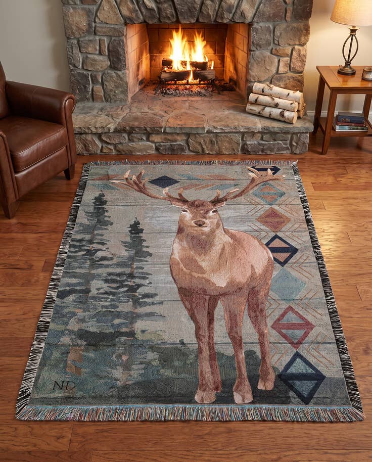 Detail image of 4' 6 x 6' Animals Lodge 3 Throw Blanket