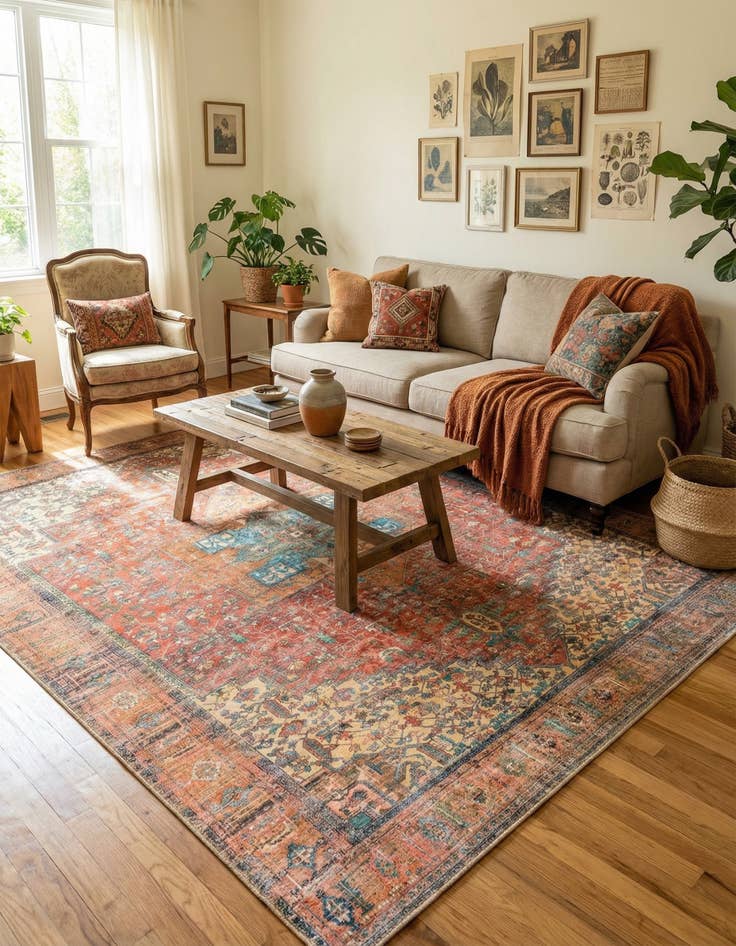 Detail image of 7' 10 x 10' Washable Timeless Rug