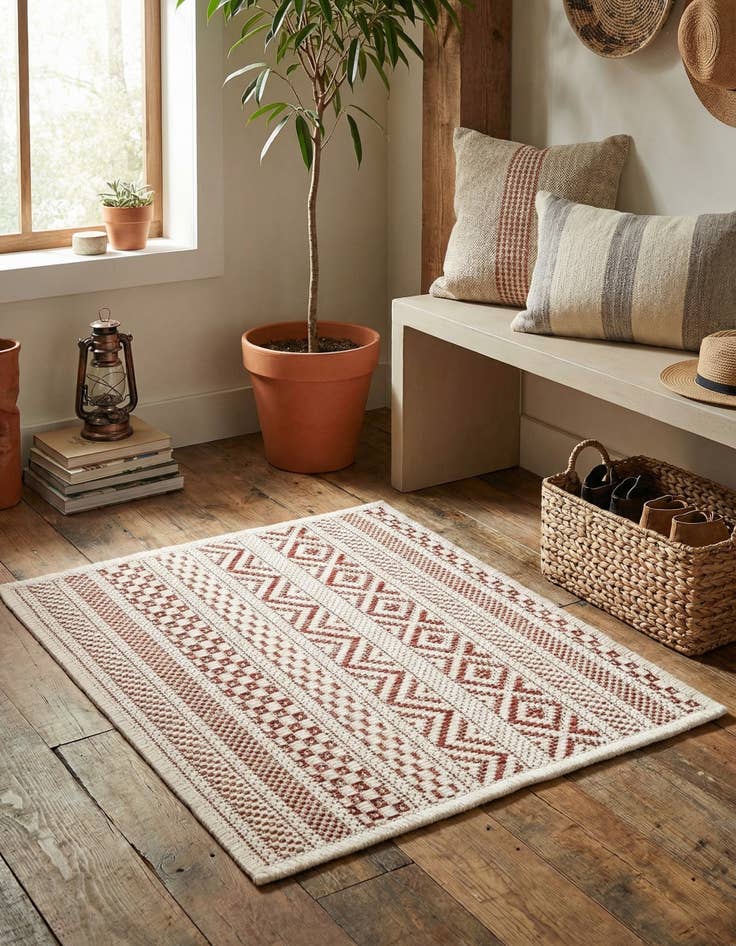 Detail image of 1' 4 x 1' 4  Washable Striped Indoor / Outdoor Sample Rug