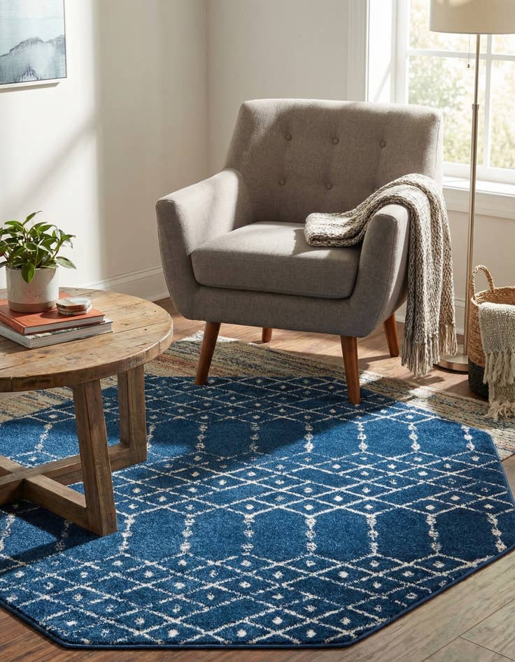 Detail image of 5' 3 x 5' 3 Paxon Trellis Octagon Rug