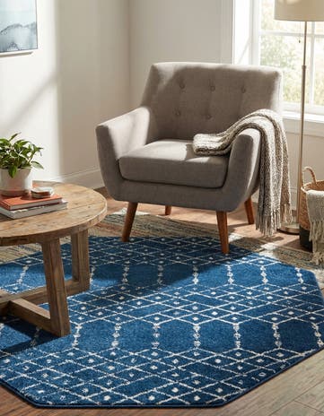 Navy Blue Paxon Trellis Octagon Rug