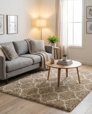  4' x 4' Lattice Shag Square Rug