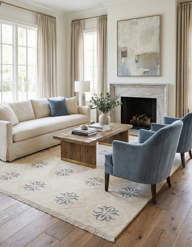 Detail image of 6' 7 x 9' 10  Hand Knotted Darya Wool Rug