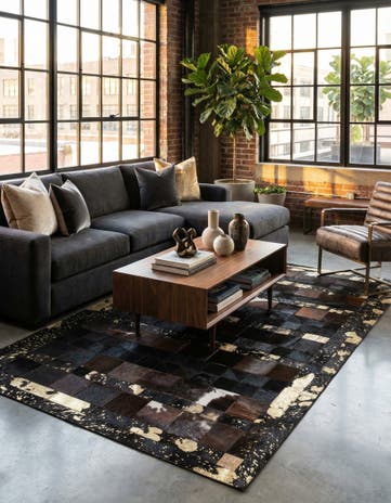 4' 10 x 8' Cowhide Leather Rug