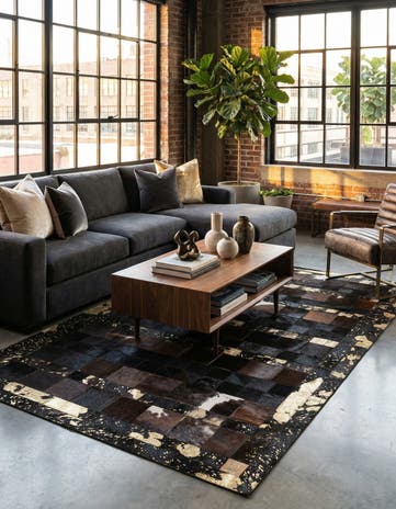 4' 10 x 8' Cowhide Leather Rug