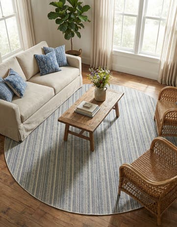 10' x 10' Easy-Clean Ribbon Indoor / Outdoor Round Rug