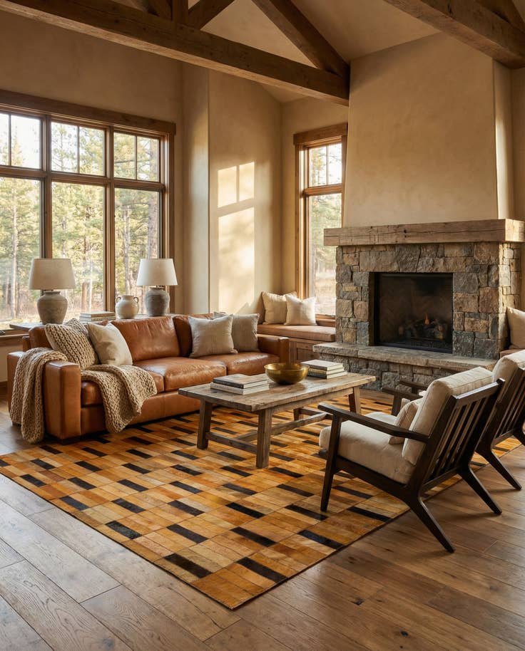 Detail image of 5' x 7' 11 Cowhide - Patchwork Rug