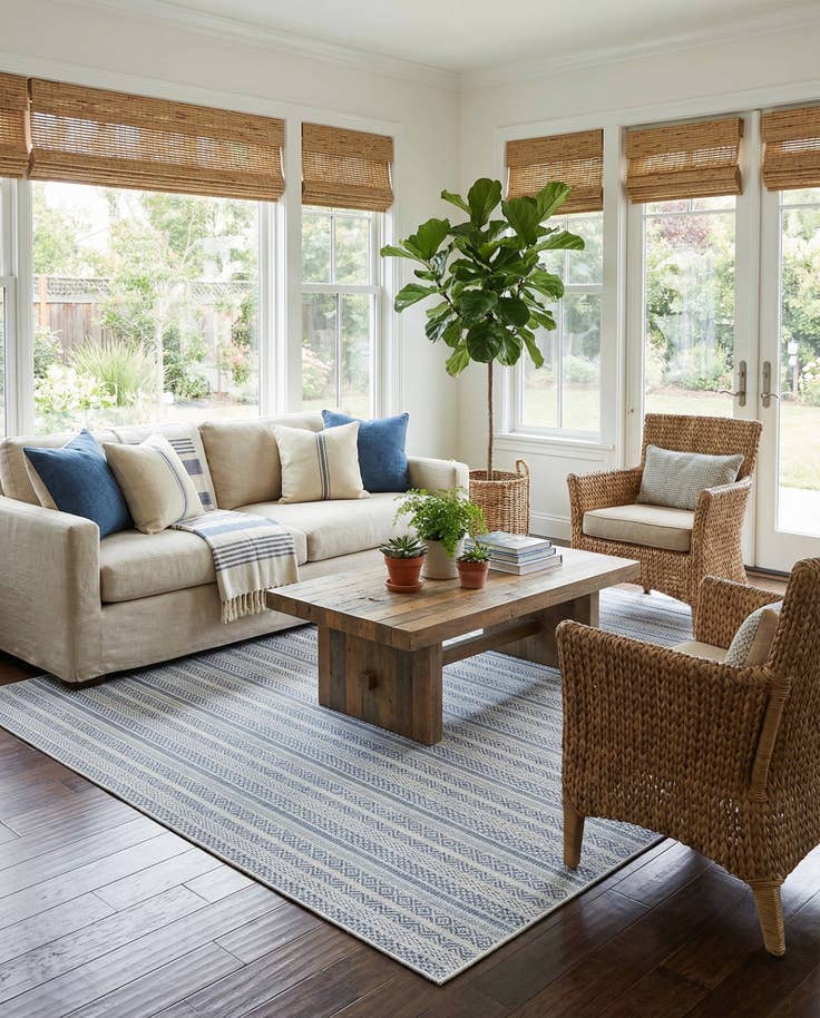 Detail image of 7' x 10' Easy-Clean Striped Indoor / Outdoor Rug
