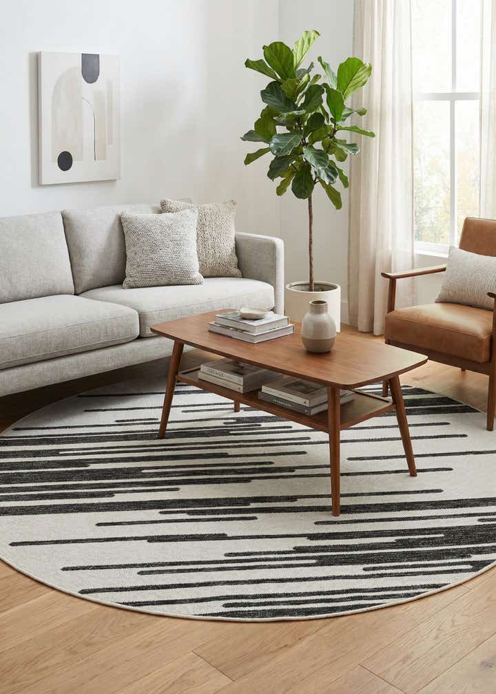 6' x 6' Easy-Clean Modern Indoor / Outdoor Round Rug