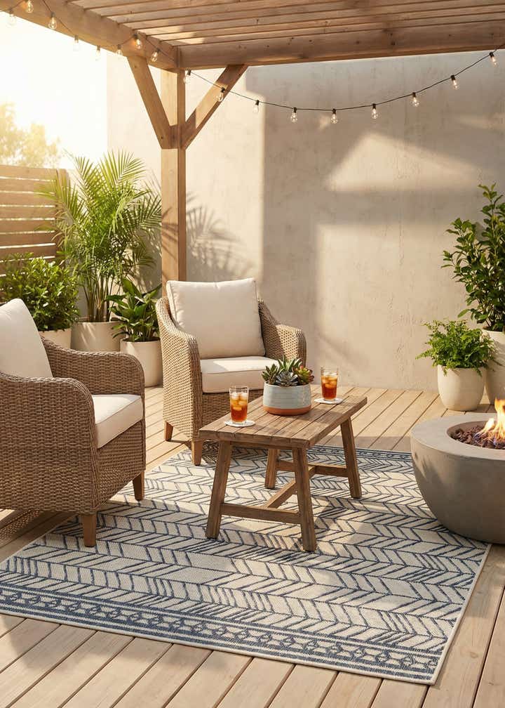 5' 2 x 7' 7 Easy-Clean Modern Indoor / Outdoor Rug