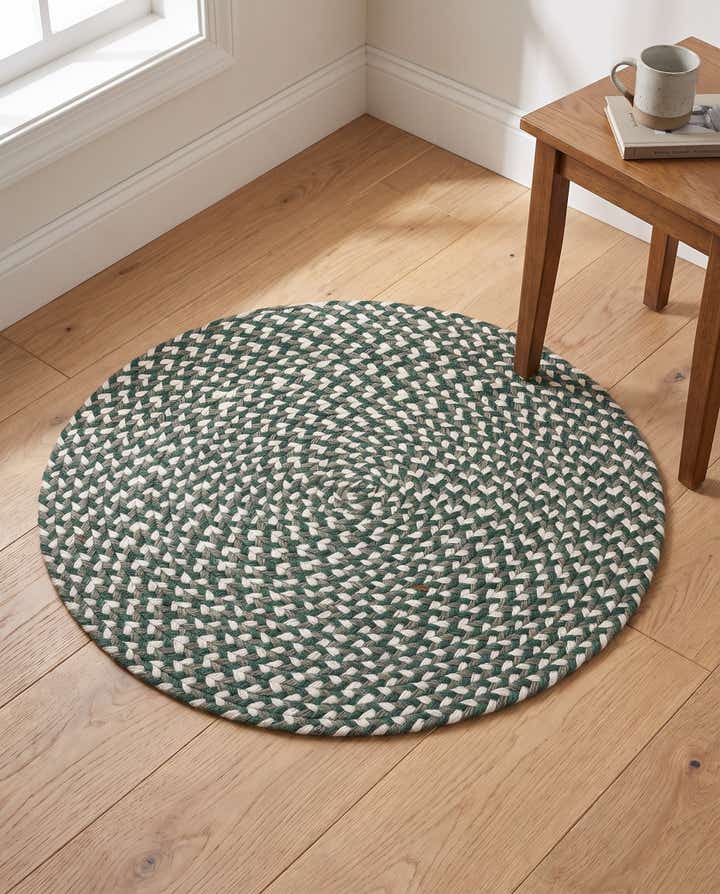 2' x 2' Handmade Tweed Braided Jute Round Rug