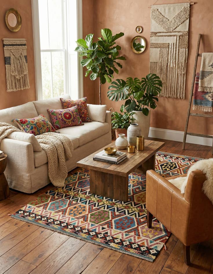 Detail image of 5' 2 x 6' 5  Hand Knotted Marok Kilim Rug