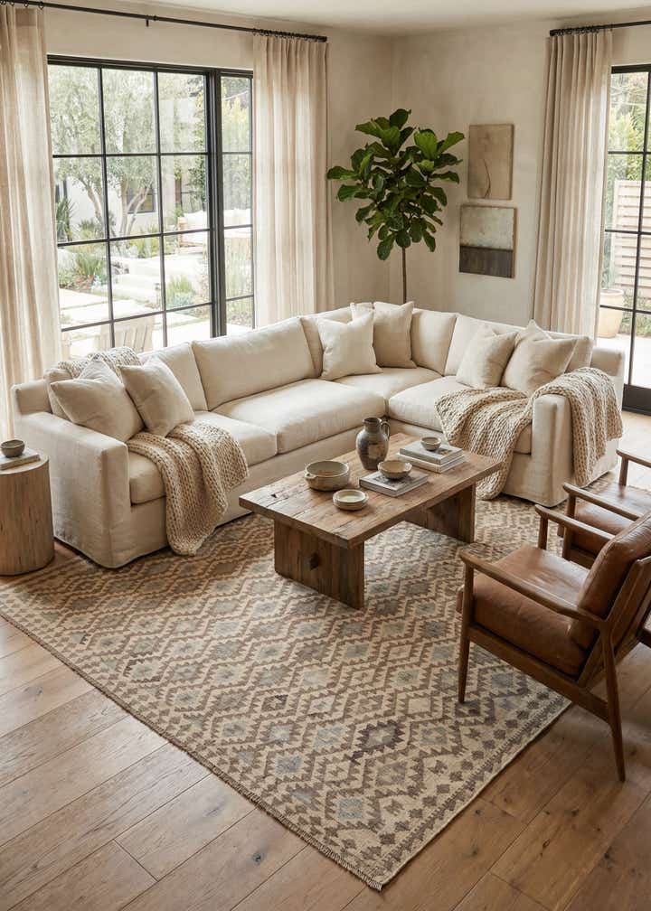 9' 10 x 10' 3 Hand Woven Kilim Maymana Wool Square Rug