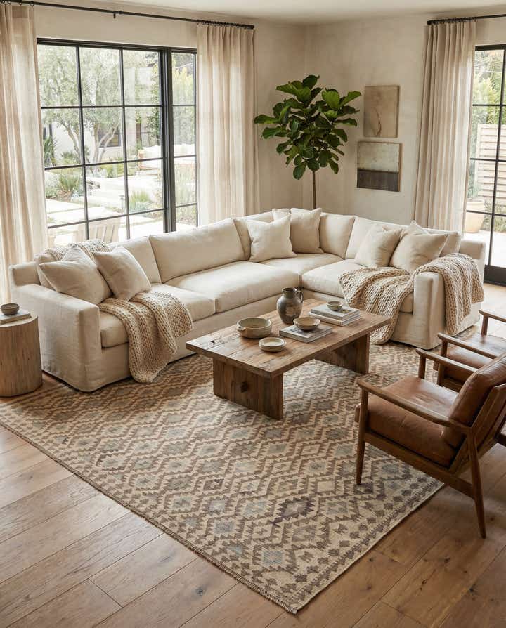 9' 10 x 10' 3 Hand Woven Kilim Maymana Wool Square Rug