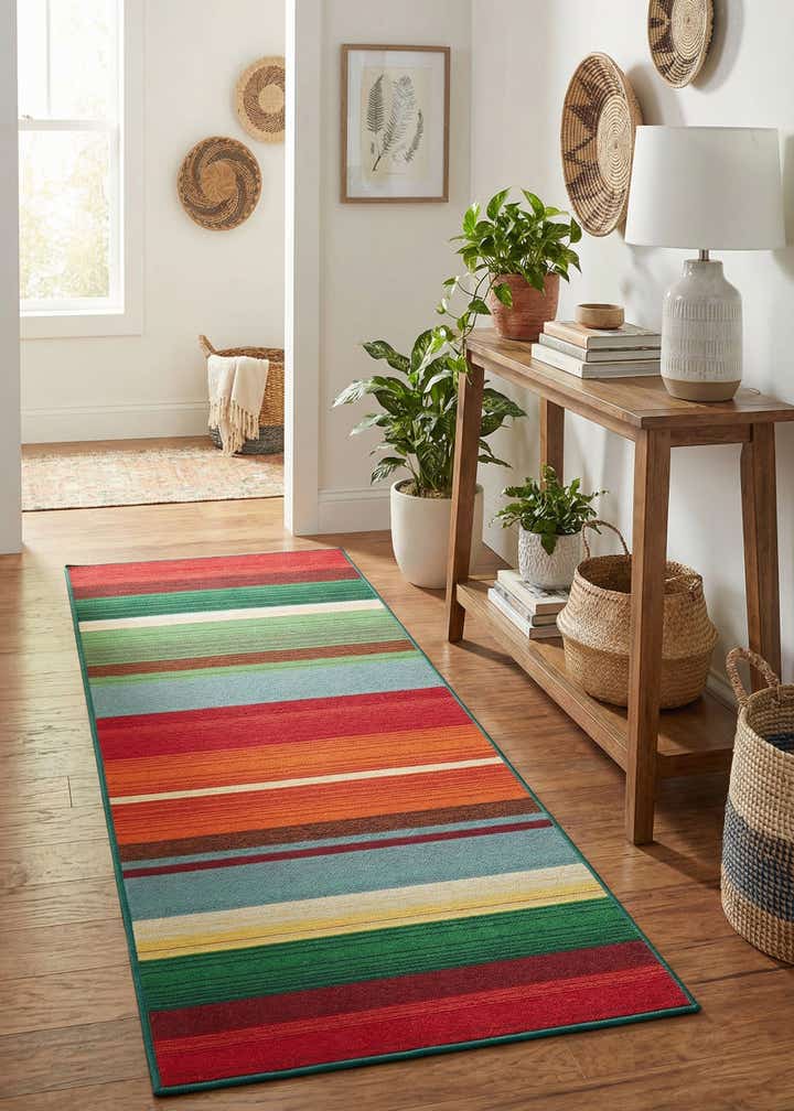 2' 7 x 5' 3 Easy-Clean Modern Indoor / Outdoor Runner Rug
