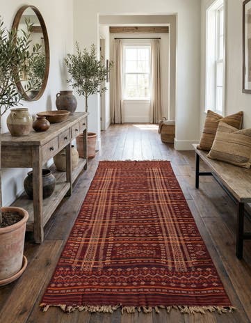 4' 6 x 10' 9 Hand Woven Kilim Fars Wool Runner Rug