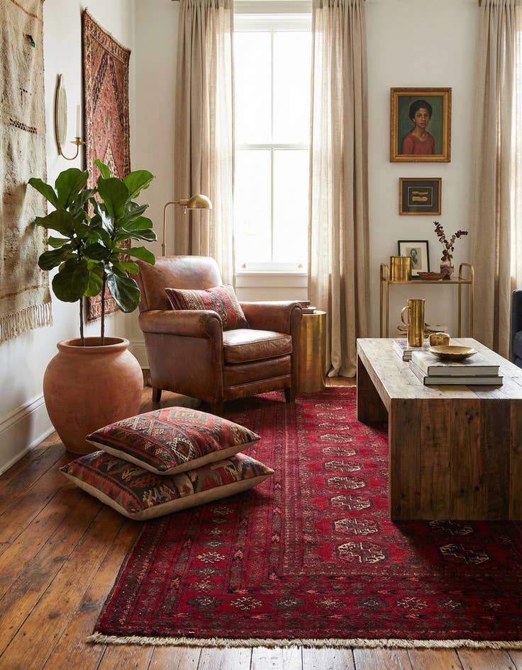 Detail image of 3' 6 x 6' 7  Hand Knotted Afghan Akhche Wool Rug