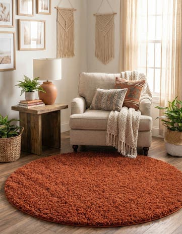4' x 4' Solid Shag Round Rug