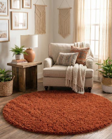  4' x 4' Solid Shag Round Rug