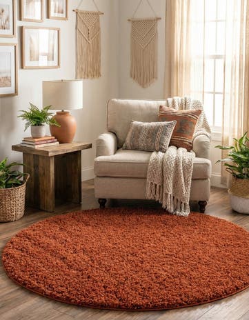 4' x 4' Solid Shag Round Rug