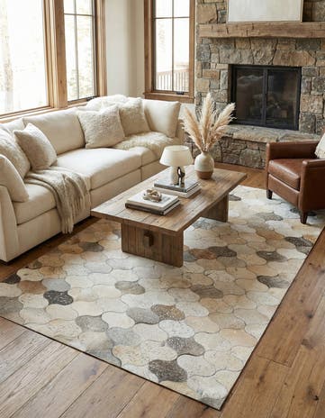 5' x 8' 3 Cowhide - Patchwork Rug