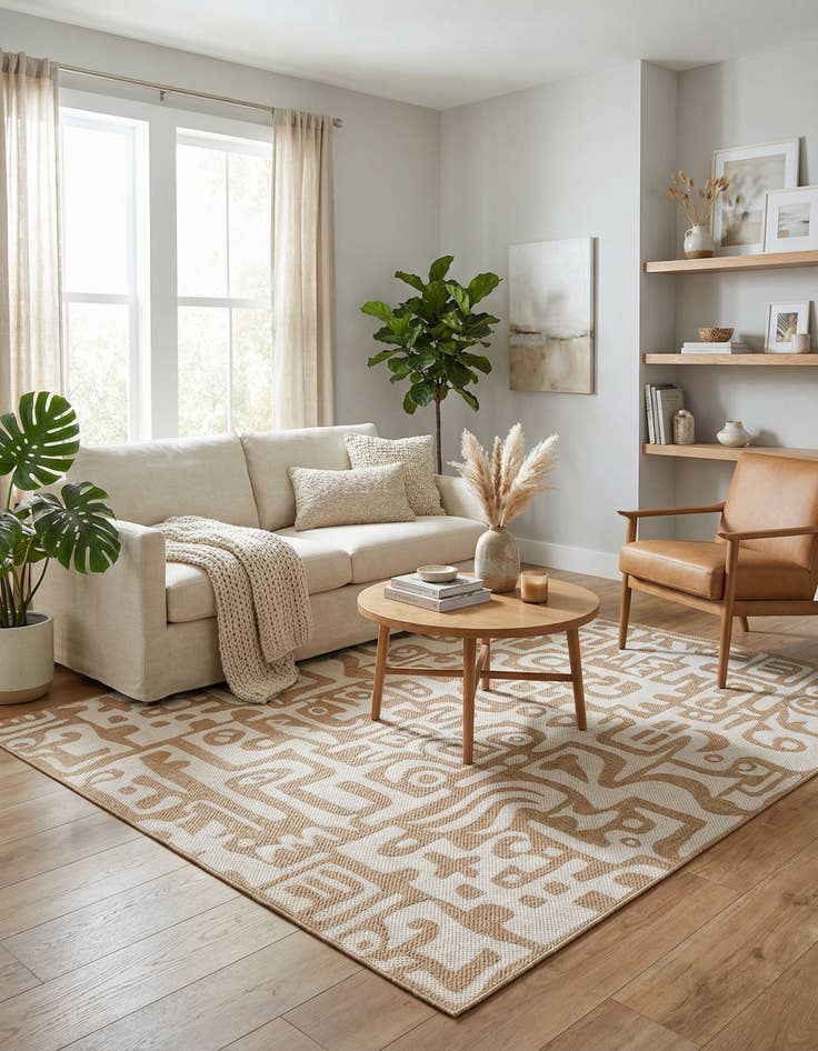Detail image of 7' 10 x 10' Easy-Clean Modern Indoor / Outdoor Rug