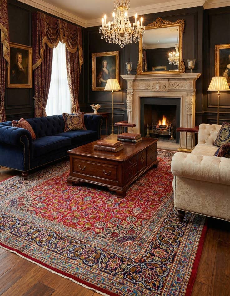 Detail image of 9' 9 x 12' 9  Hand Knotted Kashmar Persian Wool Rug