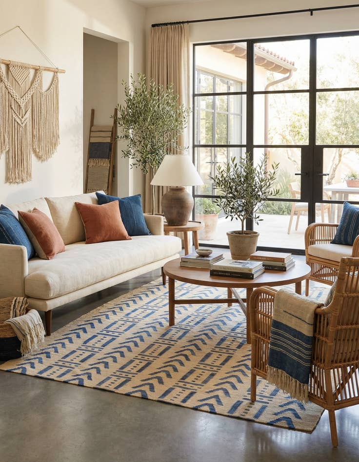 Detail image of 6' 2 x 7' 8  Hand Woven Kilim Modern Wool Rug