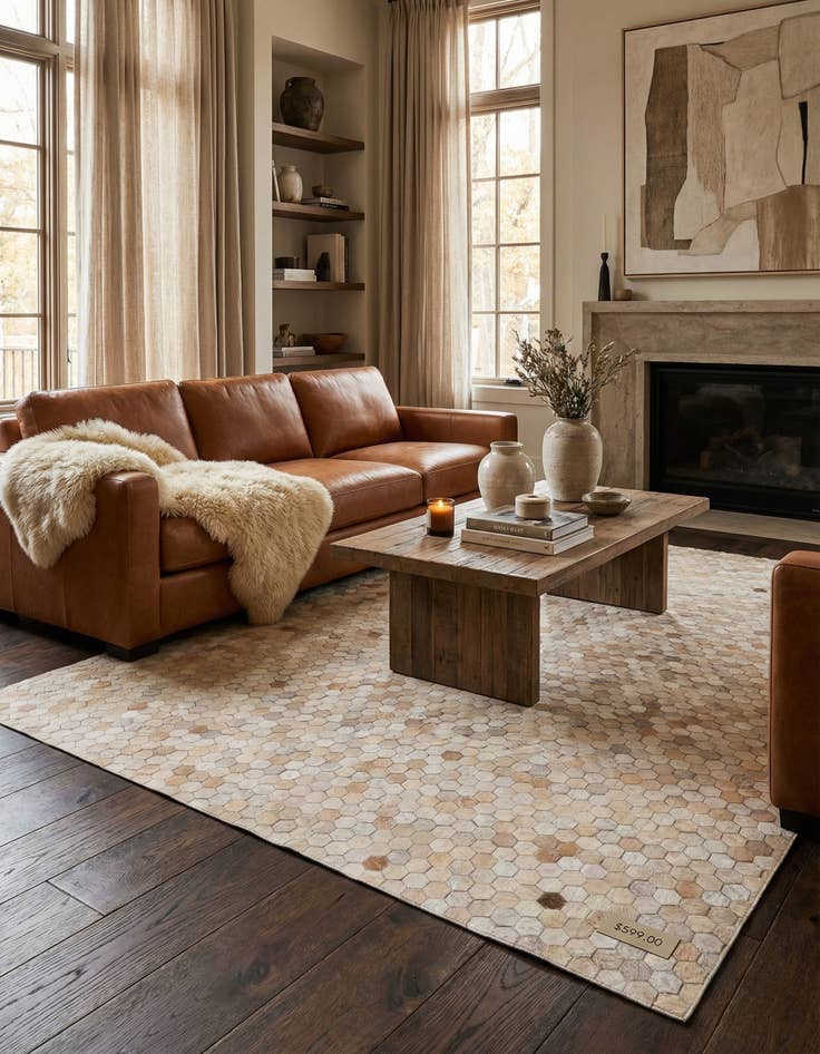 Detail image of 4' 10 x 6' 8 Cowhide Rug