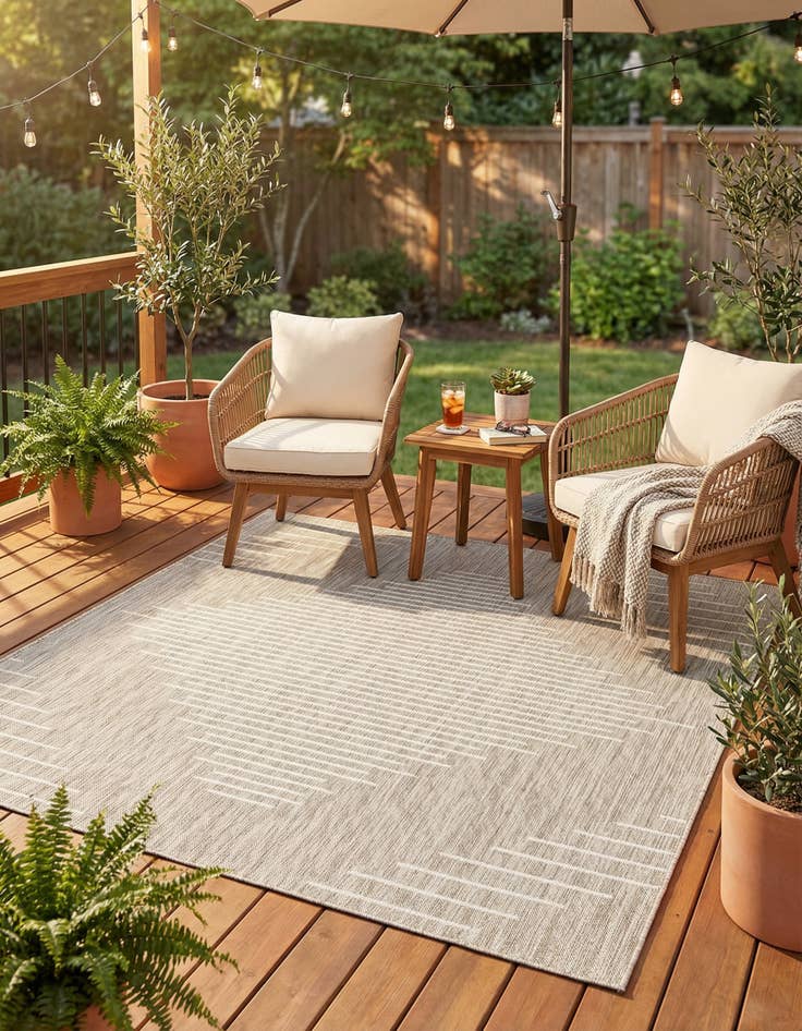 Detail image of 6' x 6'  Washable Modern Indoor / Outdoor Square Rug