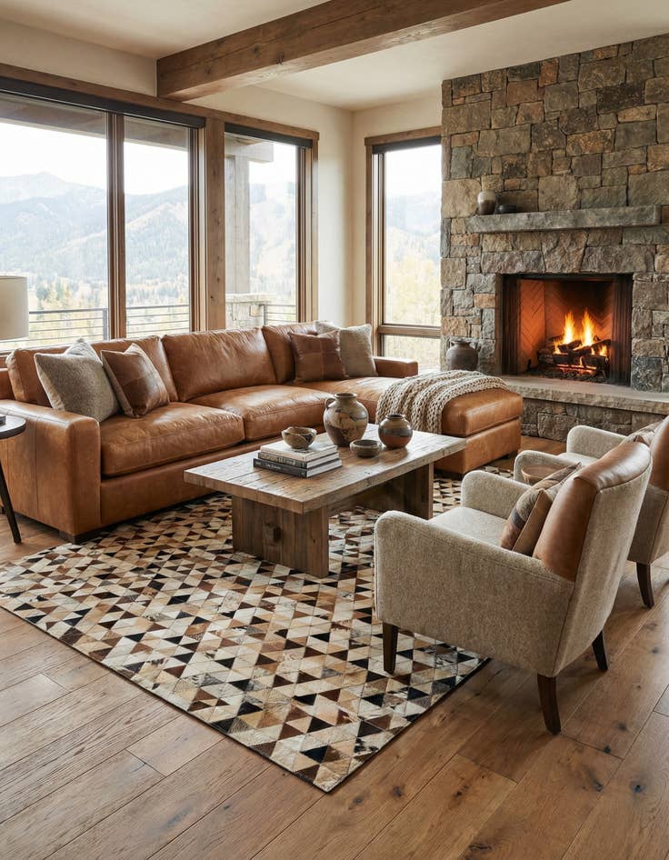 Detail image of  5' x 8' Cowhide - Patchwork Rug