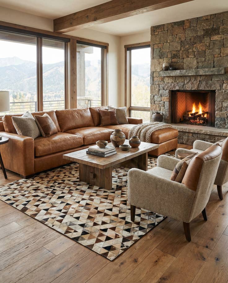 Detail image of 5' x 8' Cowhide - Patchwork Rug