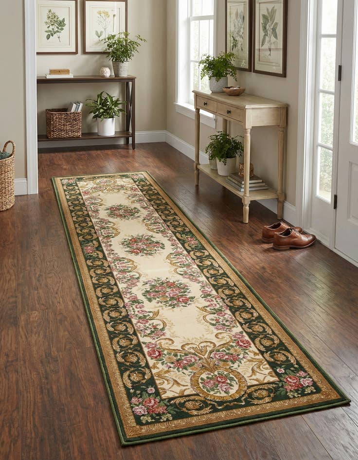 Detail image of 2' 7 x 12'  Washable Traditional Indoor / Outdoor Runner Rug