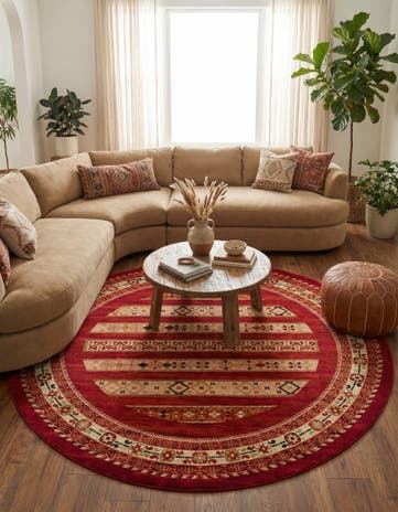Rust Red Kashkuli Gabbeh Round Rug