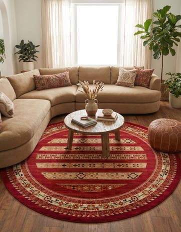 Rust Red Kashkuli Gabbeh Round Rug