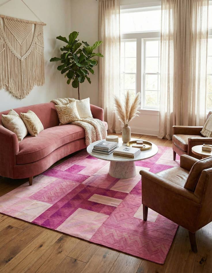 Detail image of 7' 3 x 10'  Hand Woven Patchwork Wool Rug