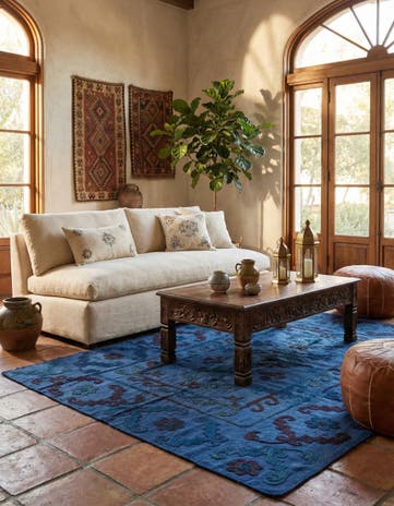 5' 7 x 7' 6 Hand Woven Kilim Suzani Wool Rug