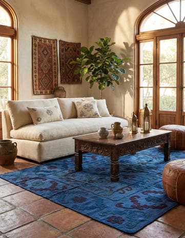 5' 7 x 7' 6 Hand Woven Kilim Suzani Wool Rug