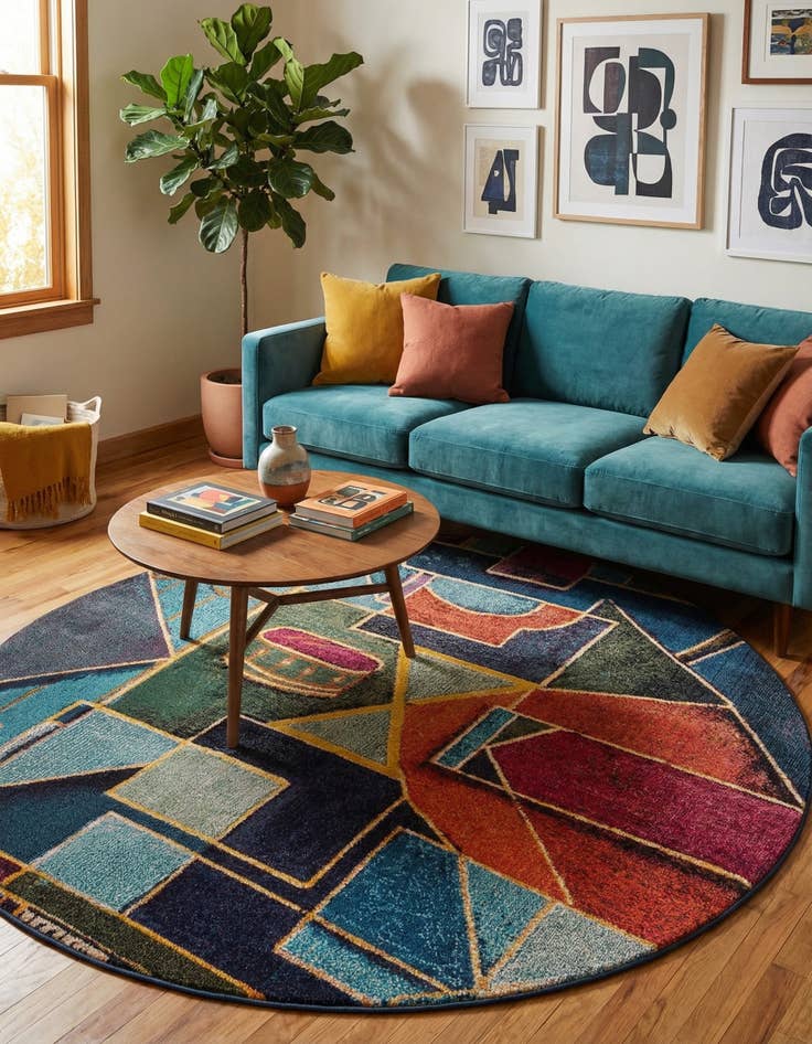 Detail image of 7' 10 x 7' 10 Washable Haerfest Round Rug