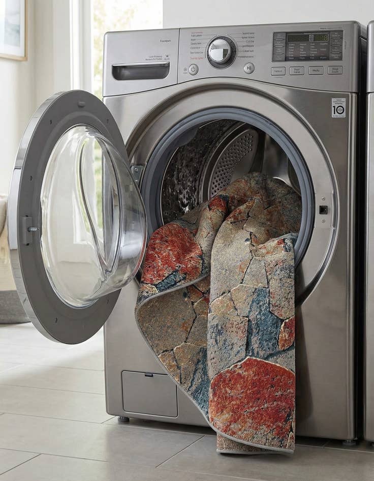 Detail image of 7' 10 x 7' 10  Washable Modern Indoor / Outdoor Round Rug