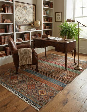 5' x 6' 8 Torkman Wool Rug