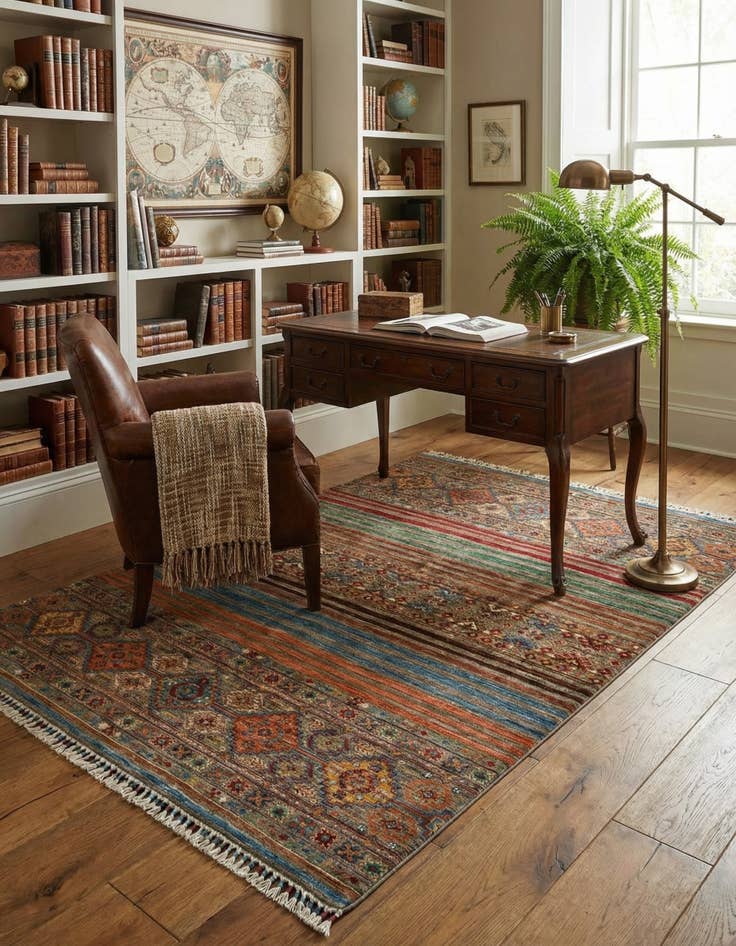 Detail image of  5' x 6' 8 Torkman Wool Rug