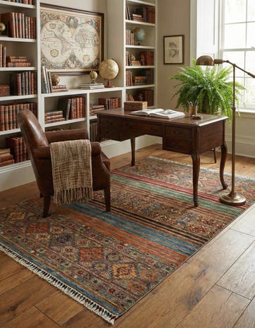 5' x 6' 8 Torkman Wool Rug