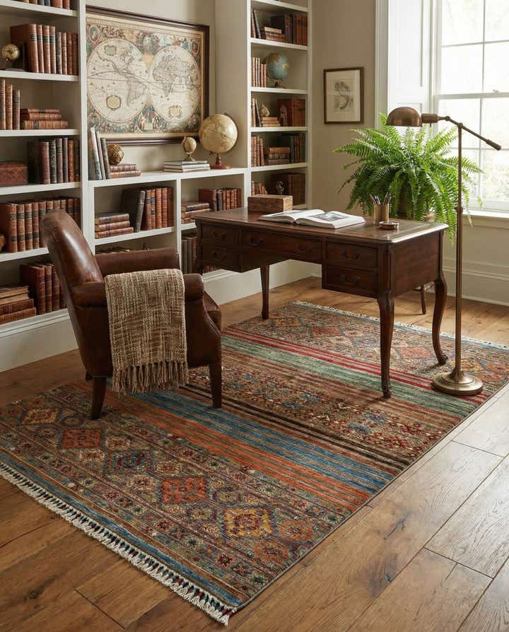 5' x 6' 8 Torkman Wool Rug