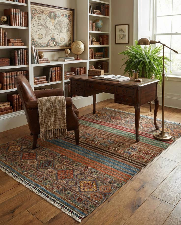 Detail image of 5' x 6' 8 Torkman Wool Rug