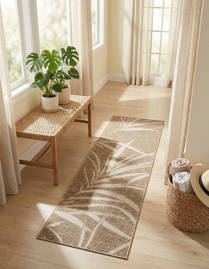 Detail image of 2' x 6'  Washable Botanical Indoor / Outdoor Runner Rug