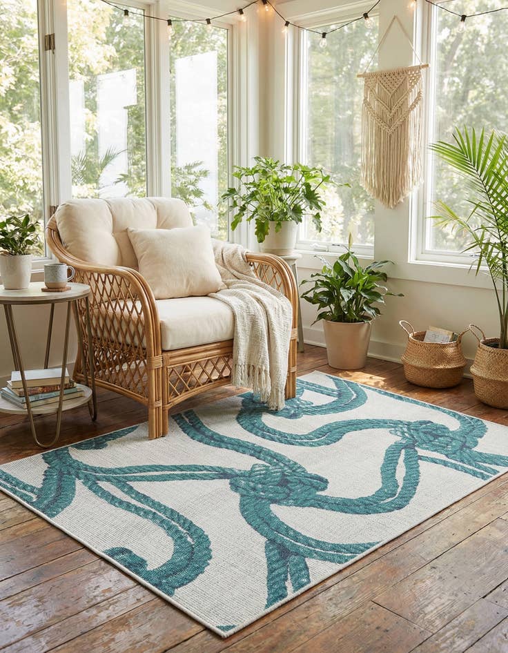 Detail image of 4' x 6' Easy-Clean Coastal Indoor / Outdoor Rug
